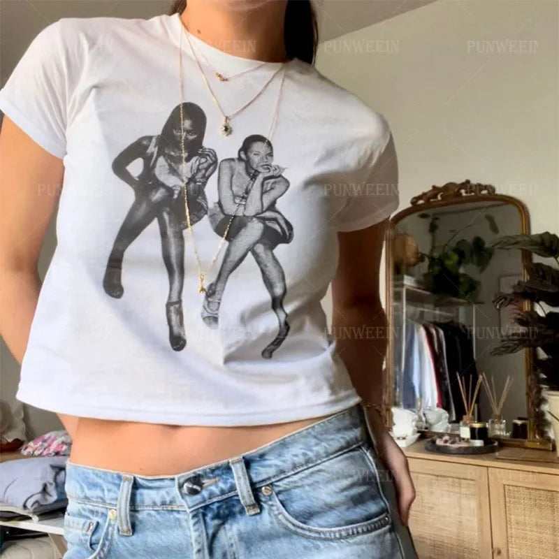 Nuvane Y2K Baby Crop Tee — The Goth Print That Makes Nostalgia Look Dangerous